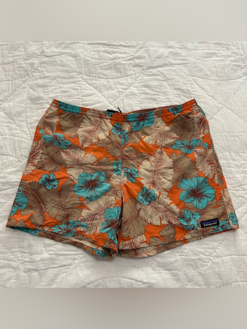 Patagonia Baggies Lights Swim Shorts Trunks Mens M Tropical Floral Orange Beach